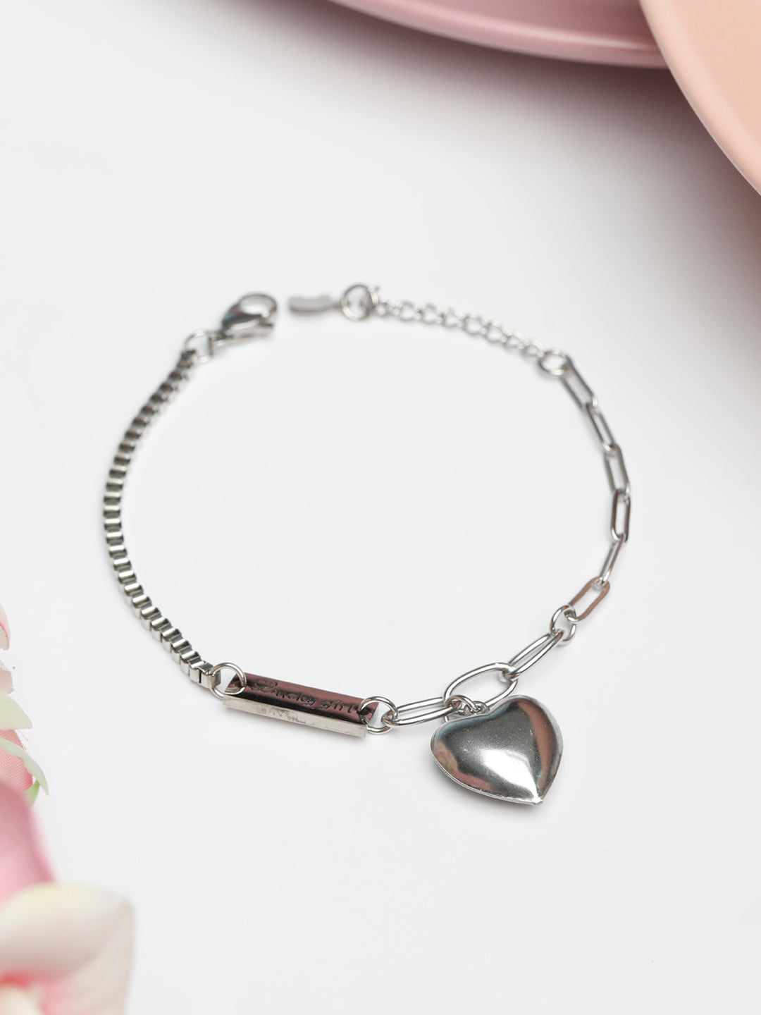 Priyaasi Women Charmer-Silver Plated Heart Link Bracelet - Noz2Toz