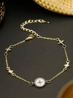 Priyaasi Women White American Diamond Gold-Polished Star Link Bracelet - Noz2Toz