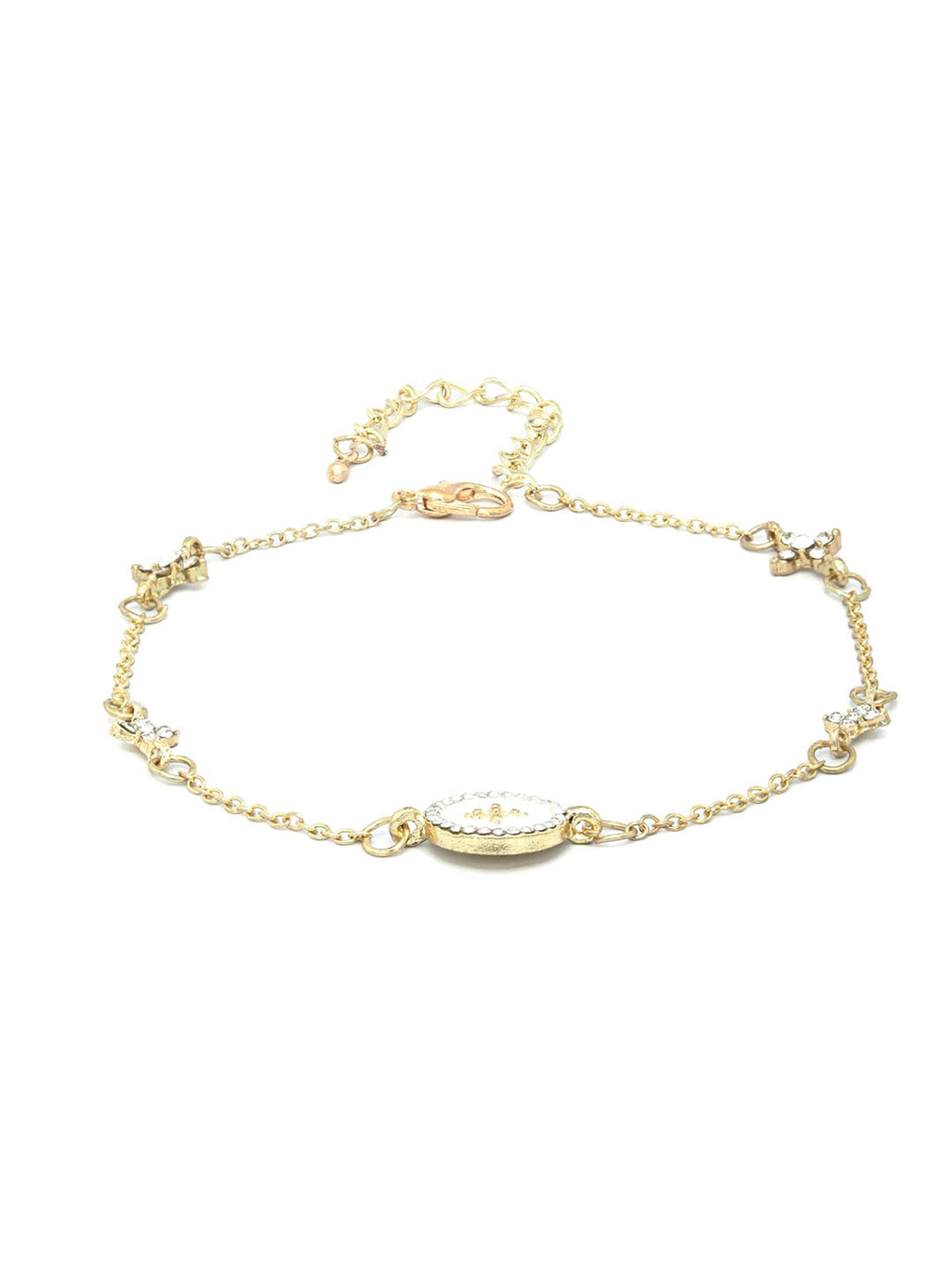 Priyaasi Women White American Diamond Gold-Polished Star Link Bracelet - Swadesiicart