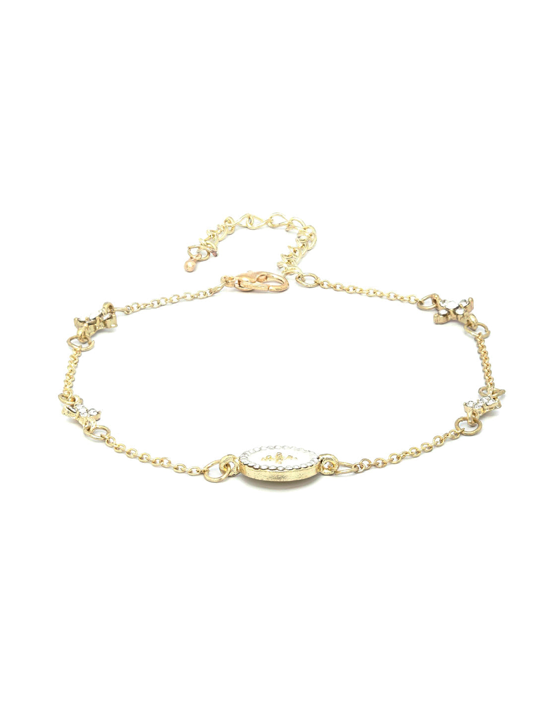 Priyaasi Women White American Diamond Gold-Polished Star Link Bracelet - Swadesiicart