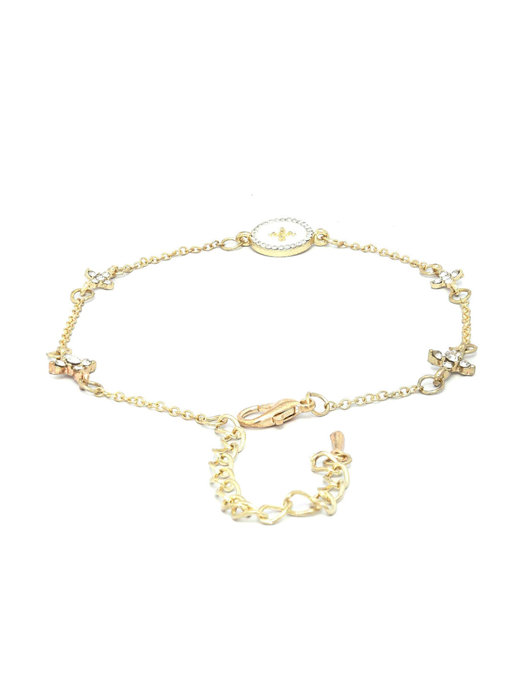 Priyaasi Women White American Diamond Gold-Polished Star Link Bracelet - Swadesiicart