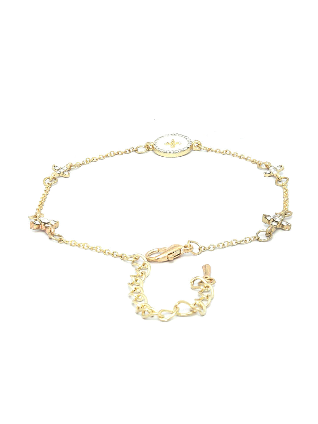 Priyaasi Women White American Diamond Gold-Polished Star Link Bracelet - Swadesiicart