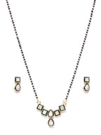 Priyaasi Gold Finish American Diamond Mangalsutra With Earrings Set For Women - Swadesiicart