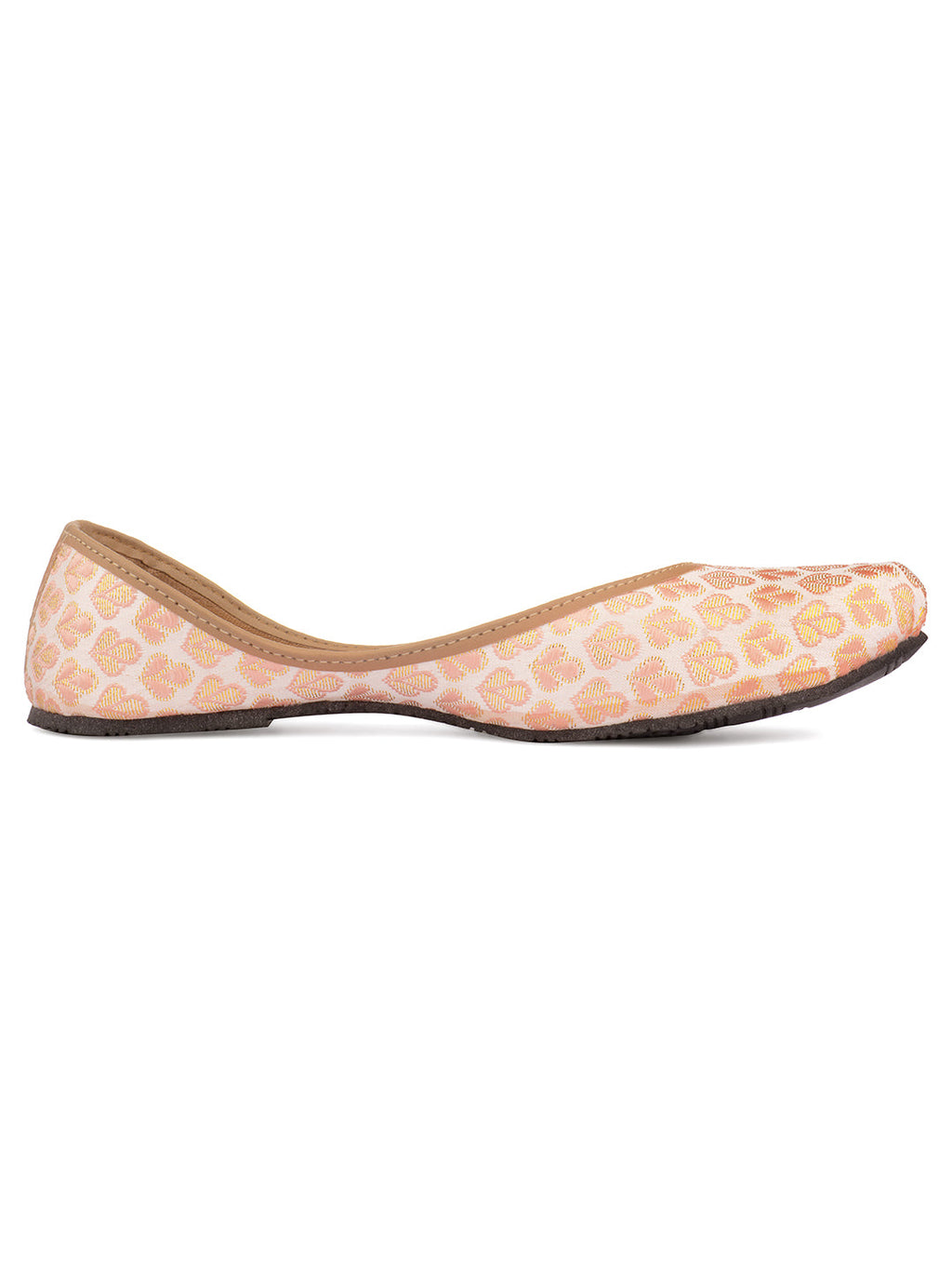 Desi Colour Women Indian Ethnic Footwear-Cushioned Peach Brocket | Grocsy
