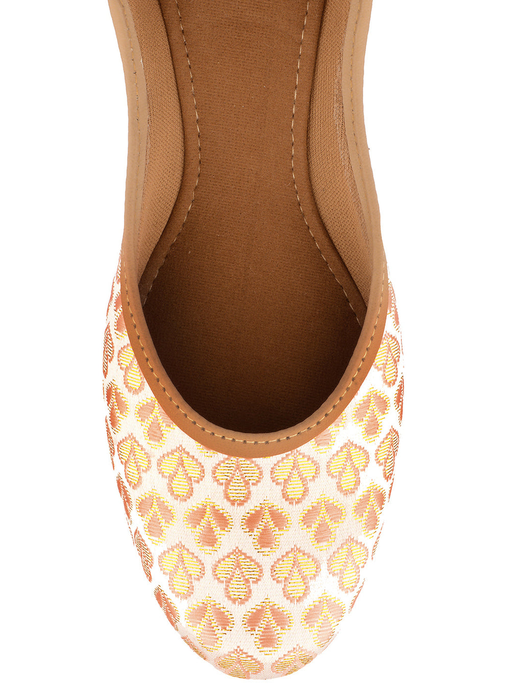 Desi Colour Women Indian Ethnic Footwear-Cushioned Peach Brocket | Grocsy