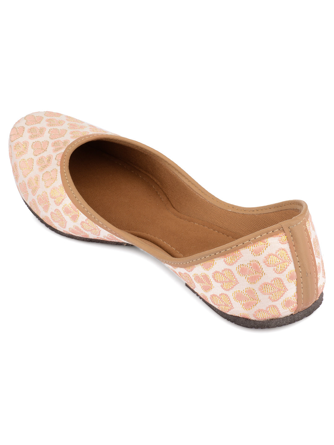 Desi Colour Women Indian Ethnic Footwear-Cushioned Peach Brocket | Grocsy