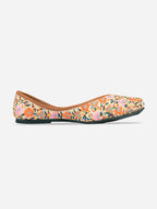 Desi Colour Women Indian Ethnic Footwear-Cushioned Offwhite Multi Floral | Grocsy