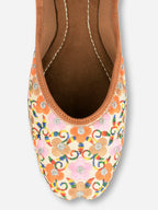 Desi Colour Women Indian Ethnic Footwear-Cushioned Offwhite Multi Floral | Grocsy