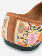 Desi Colour Women Indian Ethnic Footwear-Cushioned Offwhite Multi Floral | Grocsy