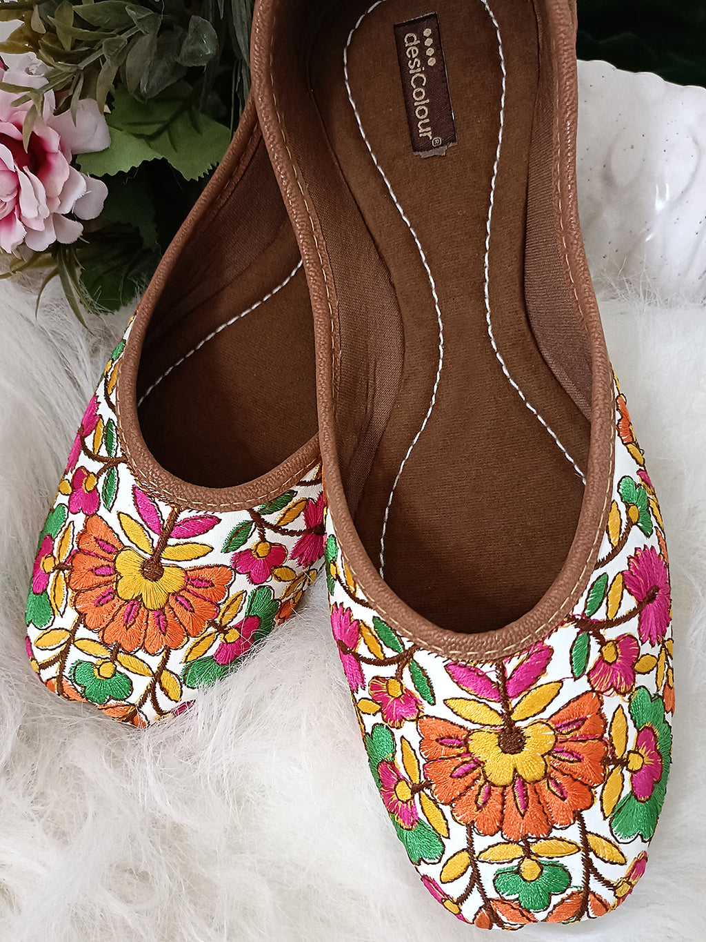 Desi Colour Women Indian Ethnic Footwear-Cushioned Multicolour | Grocsy