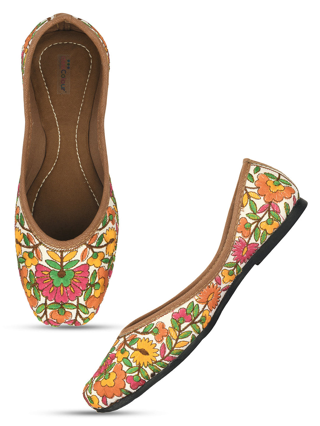 Desi Colour Women Indian Ethnic Footwear-Cushioned Multicolour | Grocsy