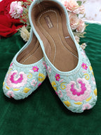 Desi Colour Women Indian Ethnic Footwear-Cushioned -Sea Green | Grocsy