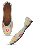 Desi Colour Women Indian Ethnic Footwear-Cushioned -Sea Green | Grocsy