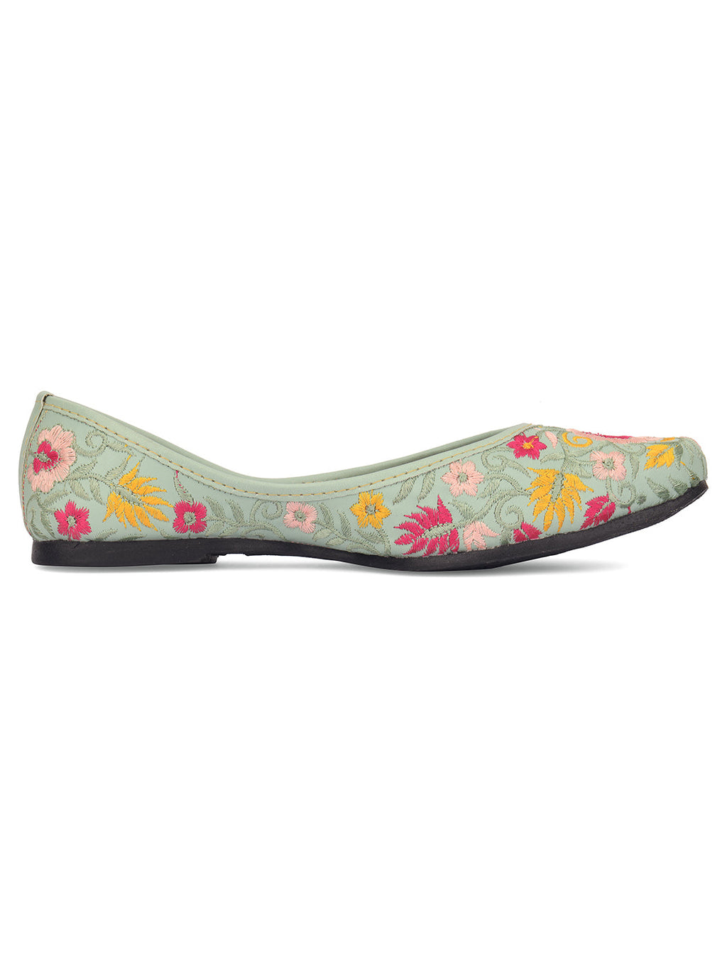 Desi Colour Women Indian Ethnic Footwear-Cushioned -Sea Green | Grocsy