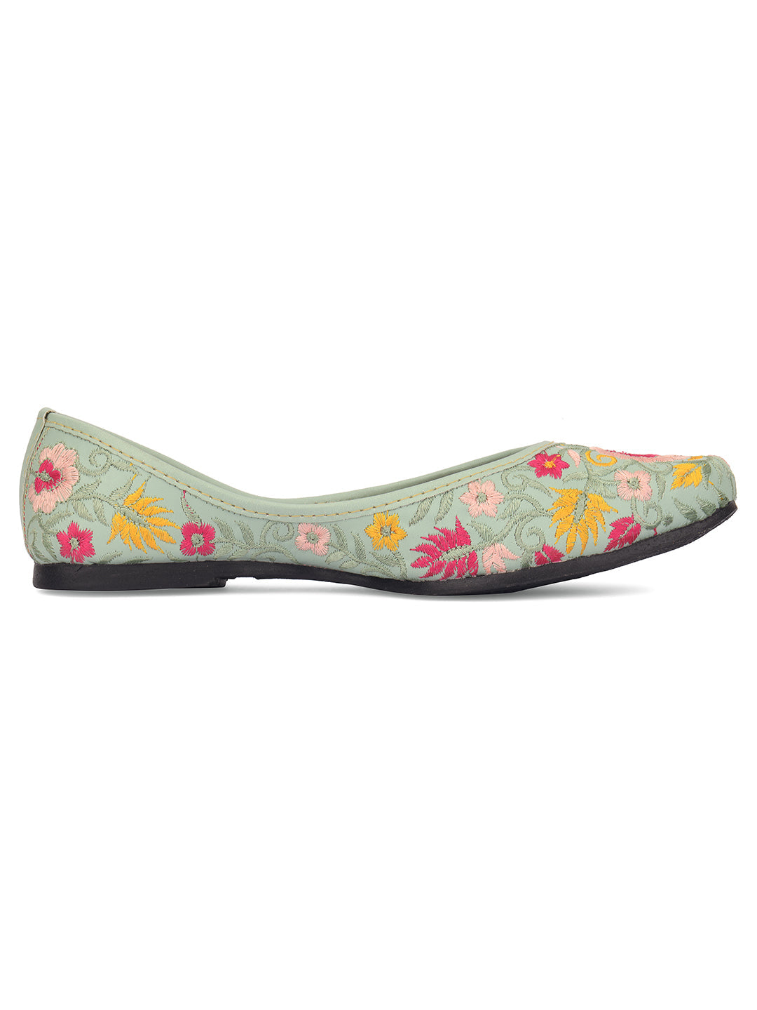Desi Colour Women Indian Ethnic Footwear-Cushioned -Sea Green | Grocsy