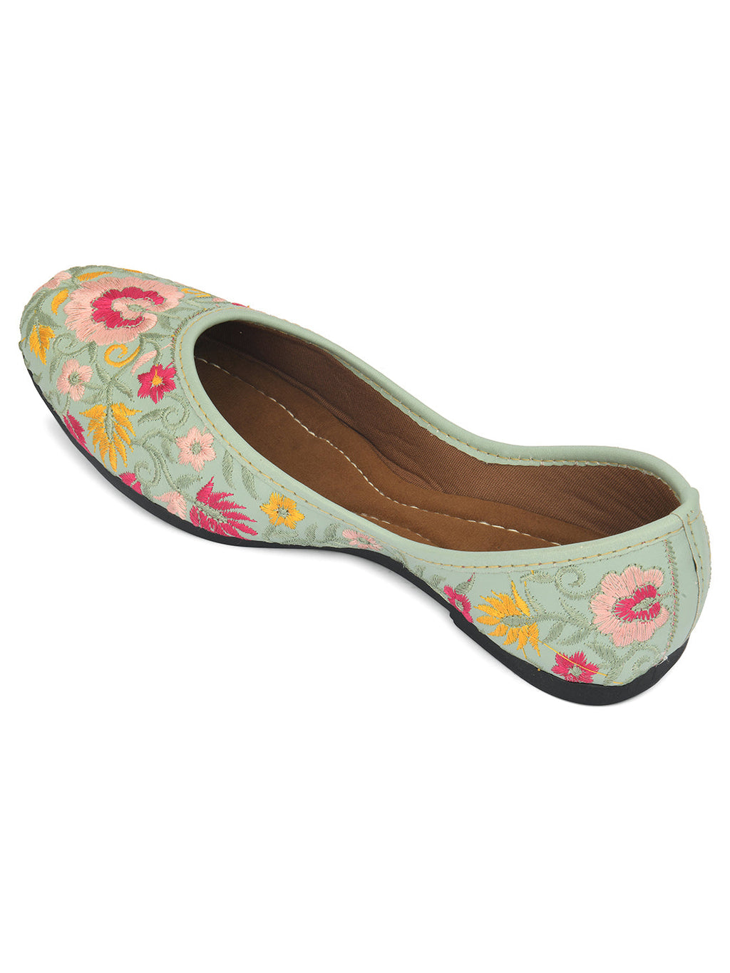 Desi Colour Women Indian Ethnic Footwear-Cushioned -Sea Green | Grocsy