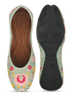 Desi Colour Women Indian Ethnic Footwear-Cushioned -Sea Green | Grocsy