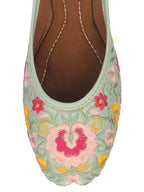 Desi Colour Women Indian Ethnic Footwear-Cushioned -Sea Green | Grocsy