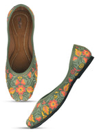 Desi Colour Women Indian Ethnic Footwear-Cushioned -Green | Grocsy