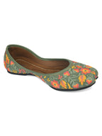 Desi Colour Women Indian Ethnic Footwear-Cushioned -Green | Grocsy