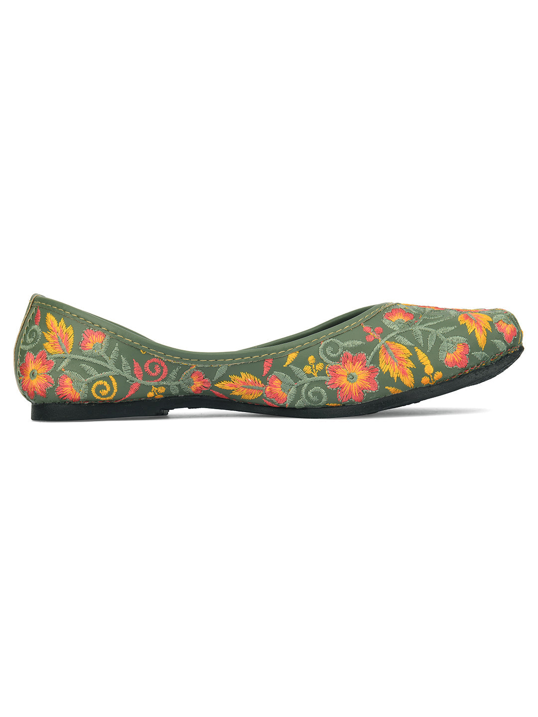 Desi Colour Women Indian Ethnic Footwear-Cushioned -Green | Grocsy