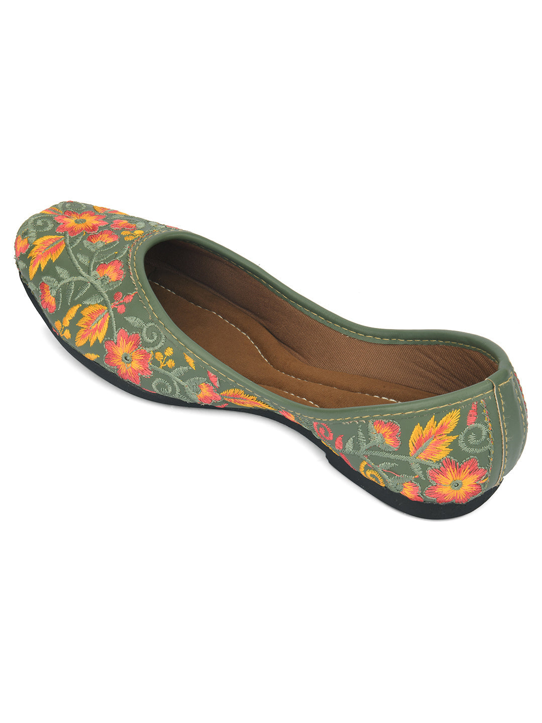 Desi Colour Women Indian Ethnic Footwear-Cushioned -Green | Grocsy