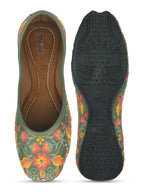 Desi Colour Women Indian Ethnic Footwear-Cushioned -Green | Grocsy