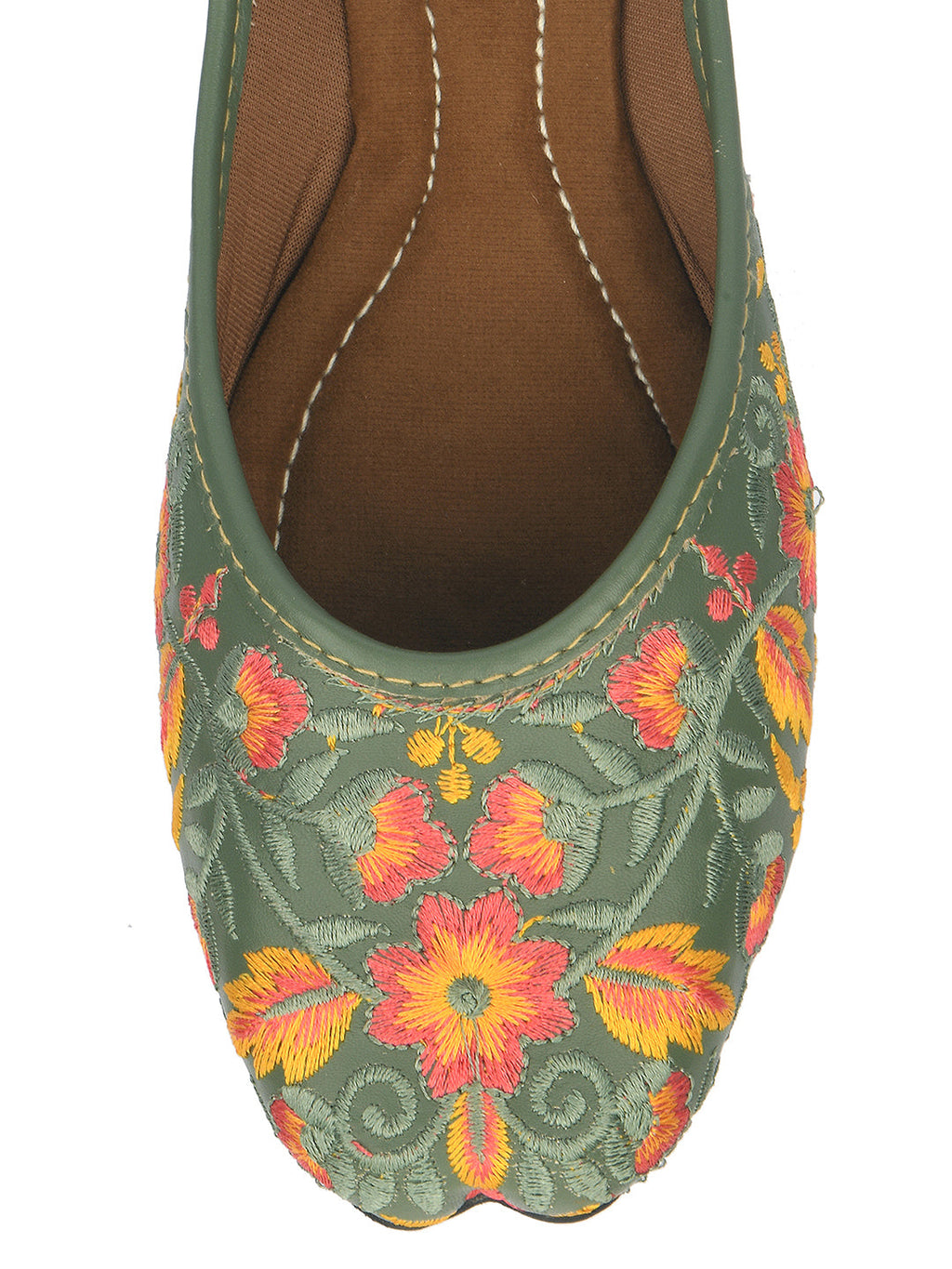 Desi Colour Women Indian Ethnic Footwear-Cushioned -Green | Grocsy