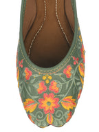Desi Colour Women Indian Ethnic Footwear-Cushioned -Green | Grocsy