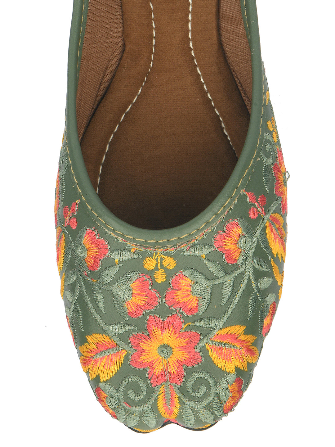 Desi Colour Women Indian Ethnic Footwear-Cushioned -Green | Grocsy