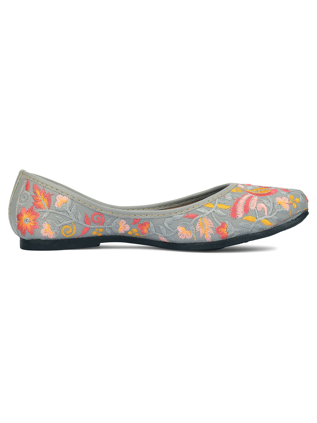Desi Colour Women Indian Ethnic Footwear-Cushioned -Grey | Grocsy