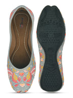 Desi Colour Women Indian Ethnic Footwear-Cushioned -Grey | Grocsy