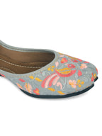 Desi Colour Women Indian Ethnic Footwear-Cushioned -Grey | Grocsy