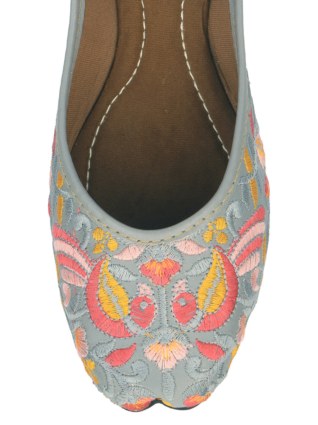 Desi Colour Women Indian Ethnic Footwear-Cushioned -Grey | Grocsy