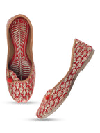 Desi Colour Women Indian Ethnic Footwear-Cushioned Embroidered Ruby | Grocsy