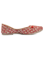 Desi Colour Women Indian Ethnic Footwear-Cushioned Embroidered Ruby | Grocsy