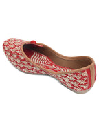 Desi Colour Women Indian Ethnic Footwear-Cushioned Embroidered Ruby | Grocsy