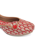 Desi Colour Women Indian Ethnic Footwear-Cushioned Embroidered Ruby | Grocsy