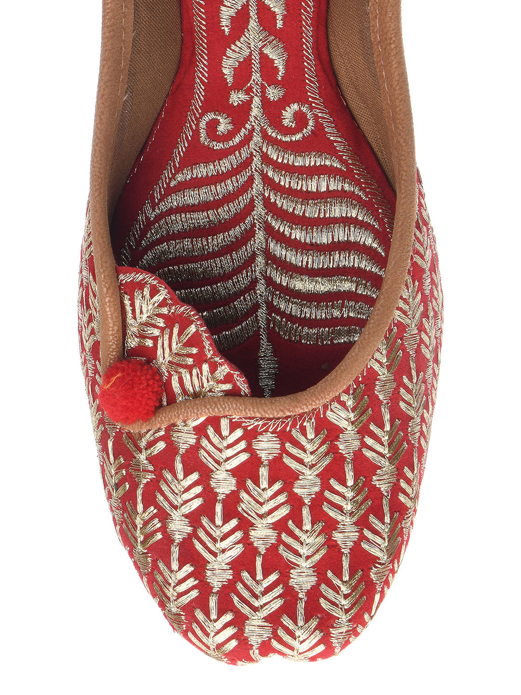 Desi Colour Women Indian Ethnic Footwear-Cushioned Embroidered Ruby | Grocsy