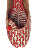 Desi Colour Women Indian Ethnic Footwear-Cushioned Embroidered Ruby | Grocsy