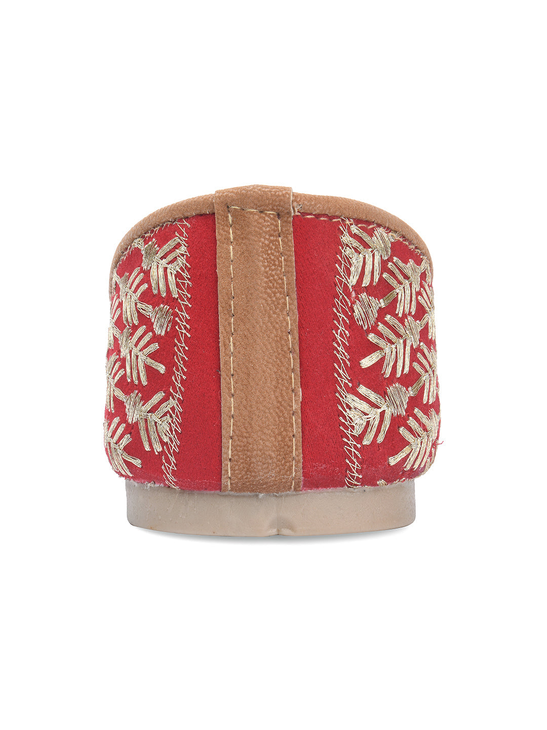 Desi Colour Women Indian Ethnic Footwear-Cushioned Embroidered Ruby | Grocsy