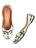 Desi Colour Women Indian Ethnic Footwear-Black Leaves | Grocsy