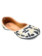 Desi Colour Women Indian Ethnic Footwear-Black Leaves | Grocsy
