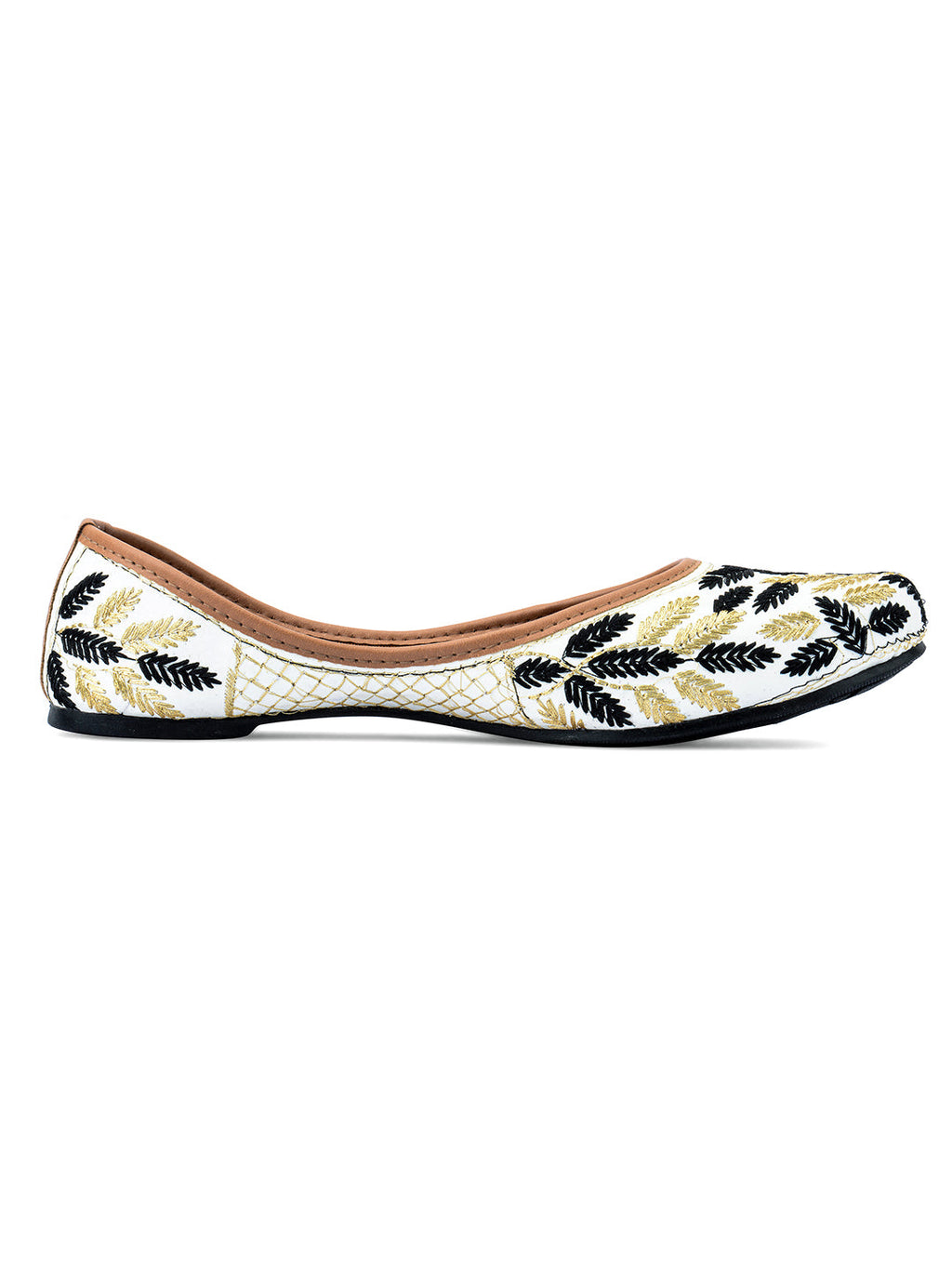 Desi Colour Women Indian Ethnic Footwear-Black Leaves | Grocsy