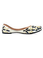 Desi Colour Women Indian Ethnic Footwear-Black Leaves | Grocsy
