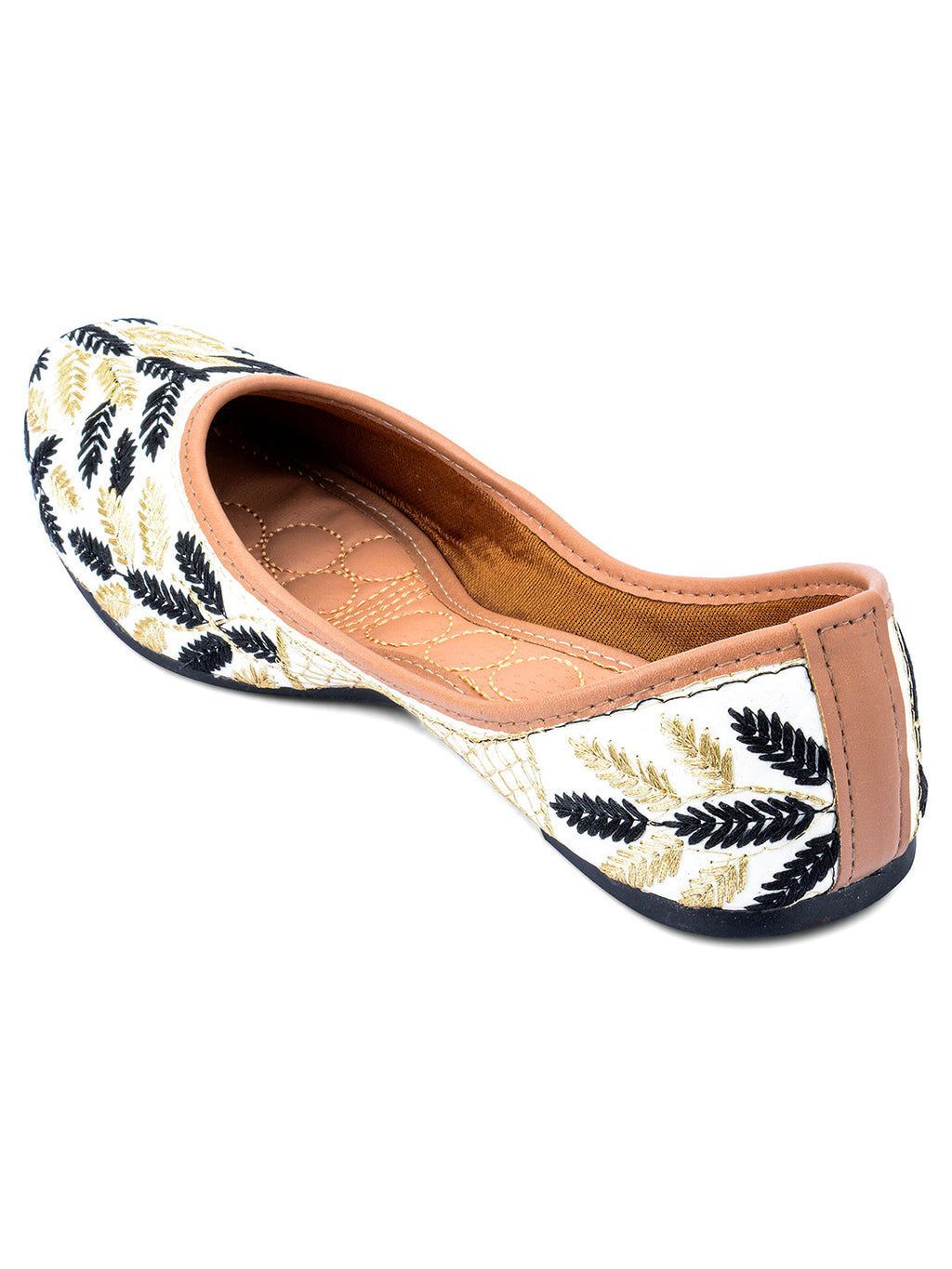 Desi Colour Women Indian Ethnic Footwear-Black Leaves | Grocsy