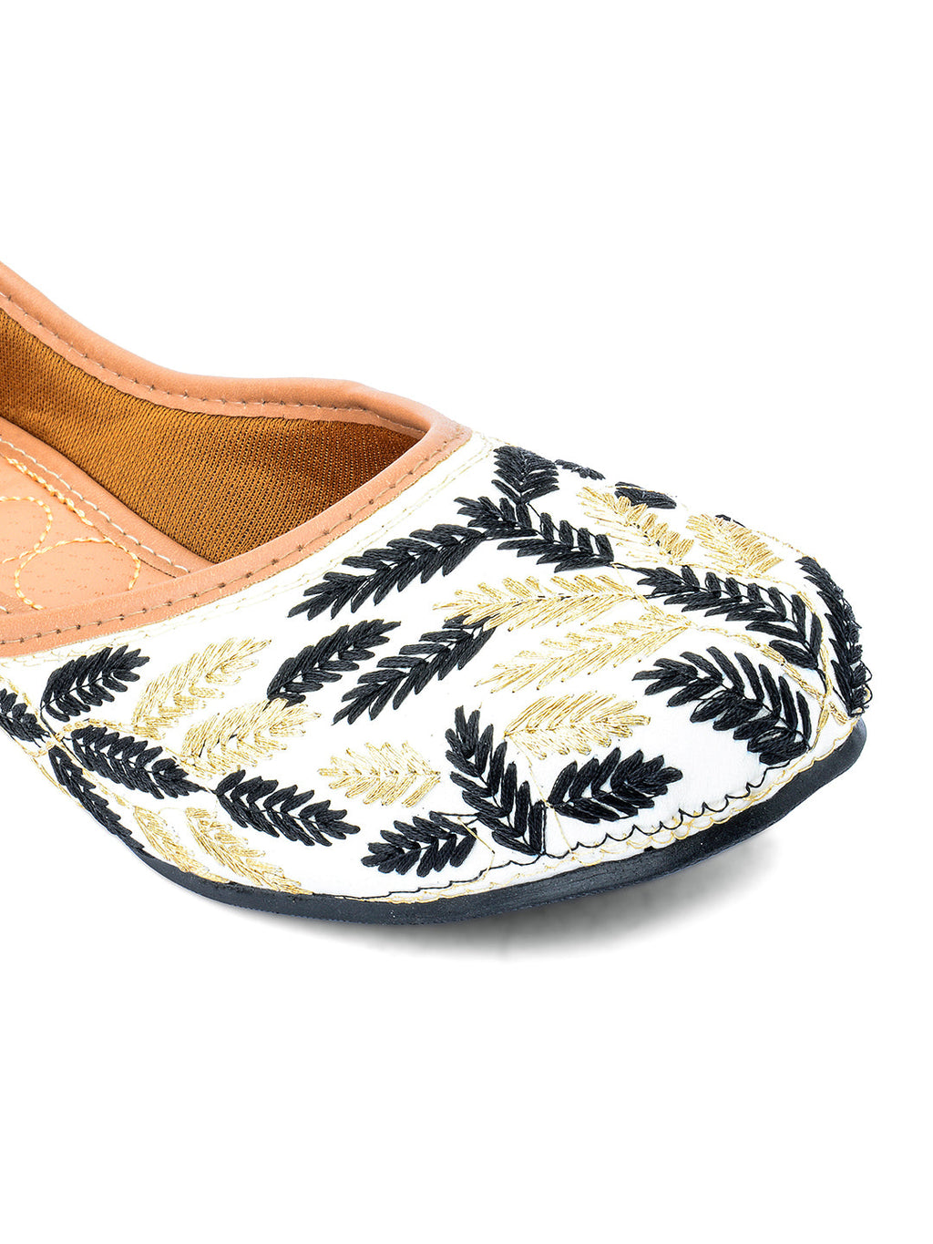 Desi Colour Women Indian Ethnic Footwear-Black Leaves | Grocsy