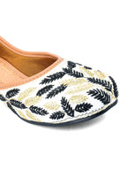 Desi Colour Women Indian Ethnic Footwear-Black Leaves | Grocsy