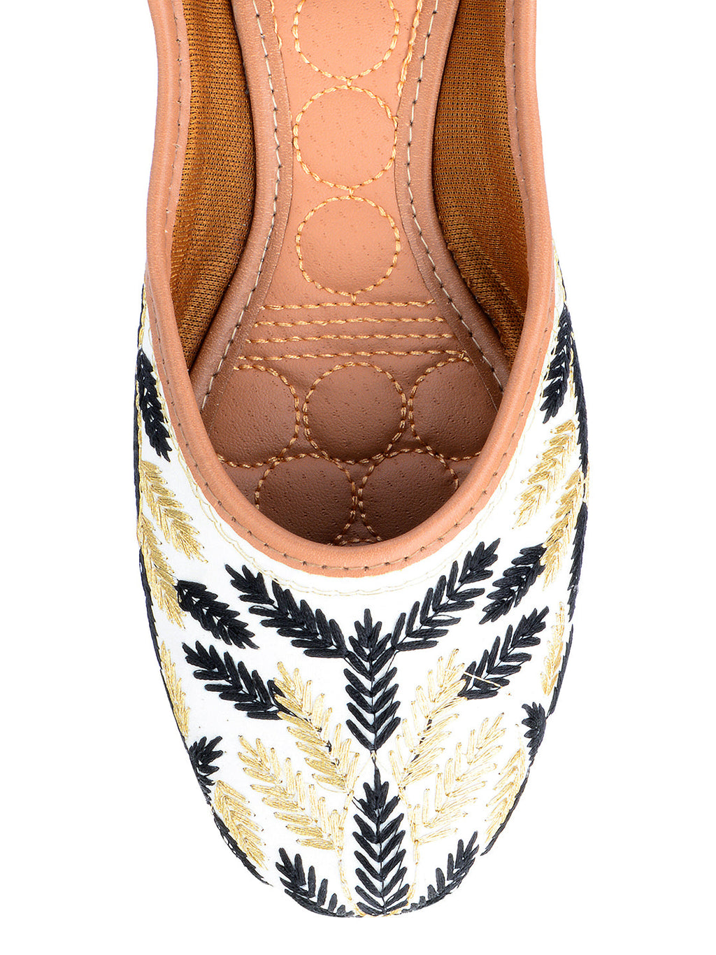 Desi Colour Women Indian Ethnic Footwear-Black Leaves | Grocsy