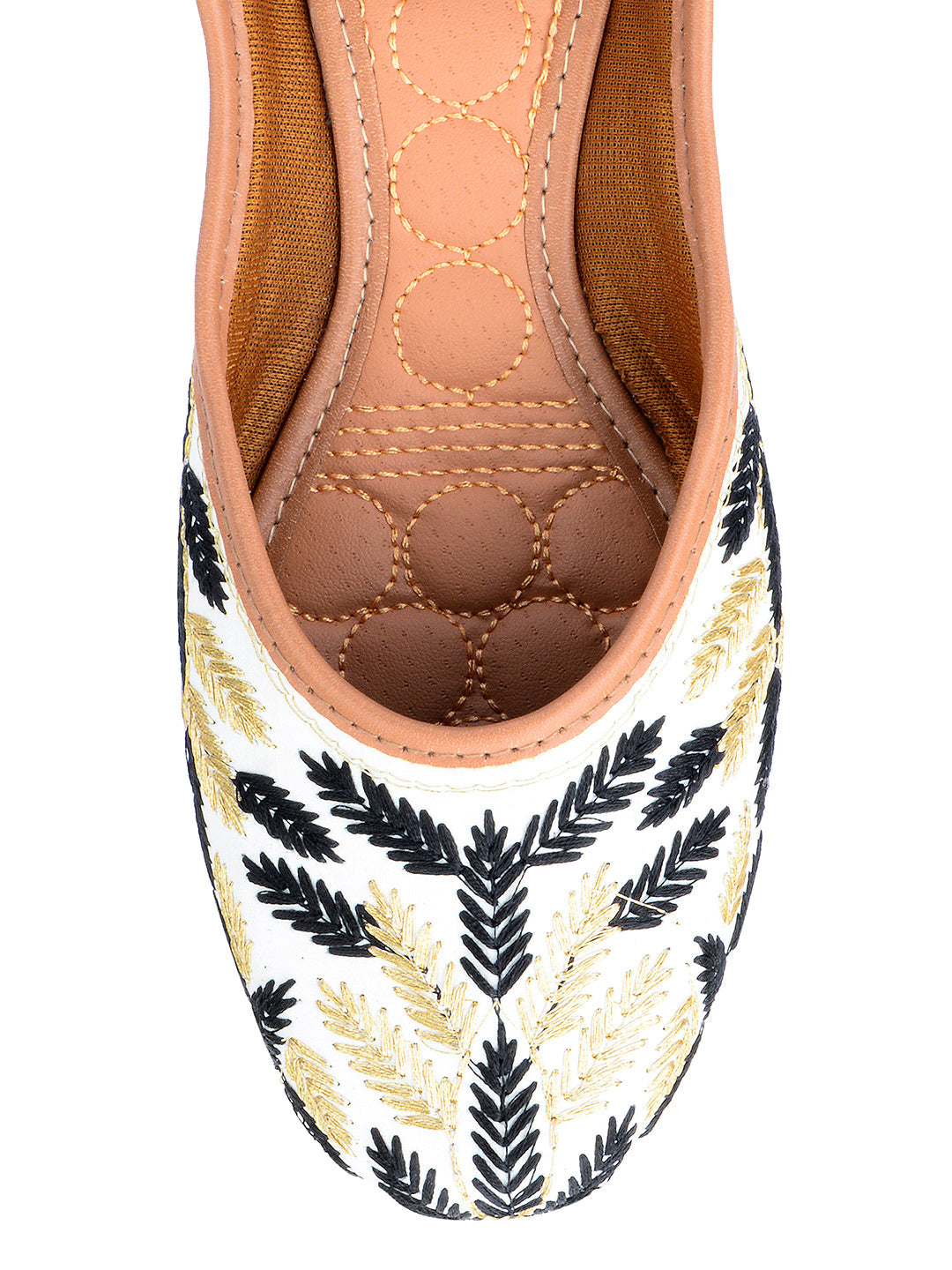 Desi Colour Women Indian Ethnic Footwear-Black Leaves | Grocsy